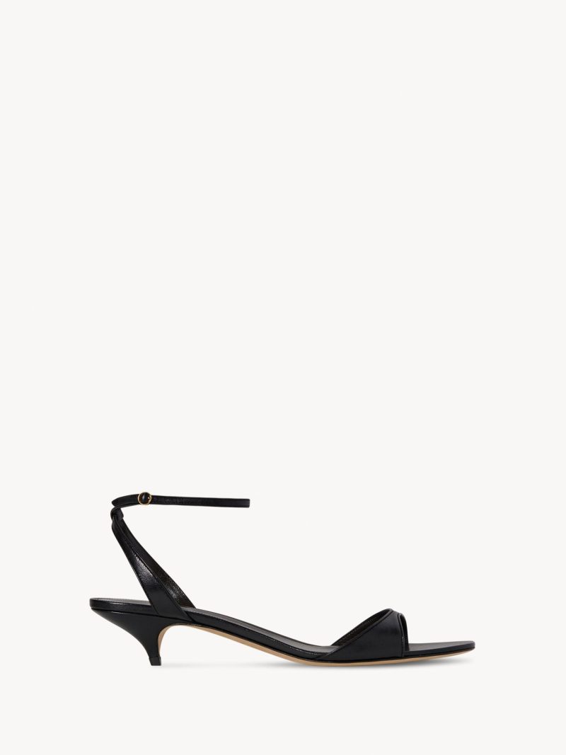 Vika Ankle Strap Kitten Heel in Leather