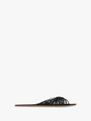 Sara Slide Sandal in Elastic and Leather