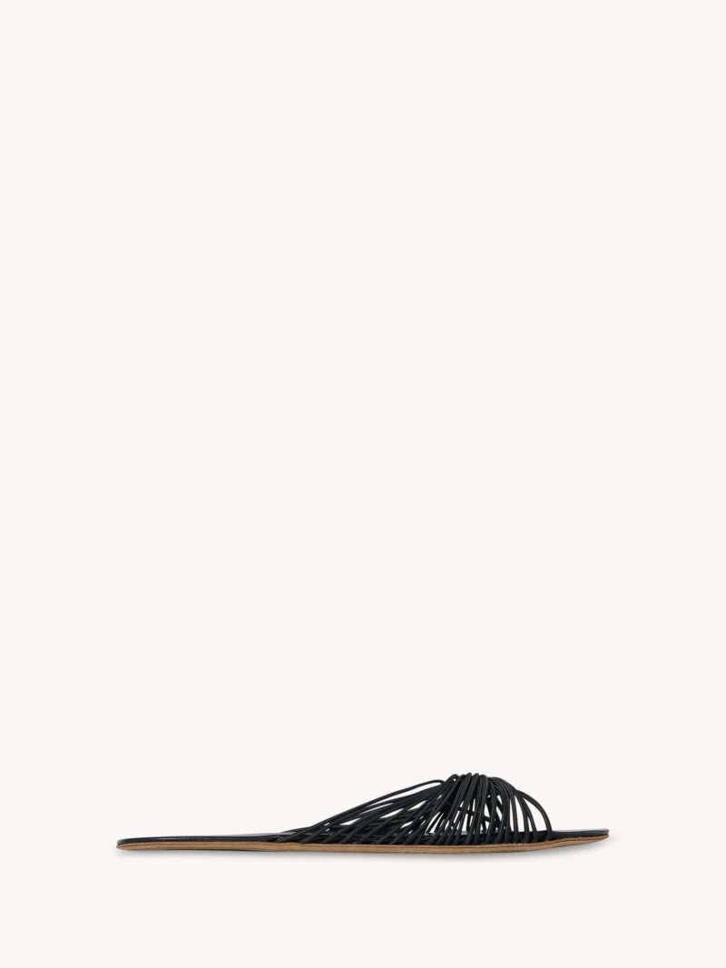 Sara Slide Sandal in Elastic and Leather
